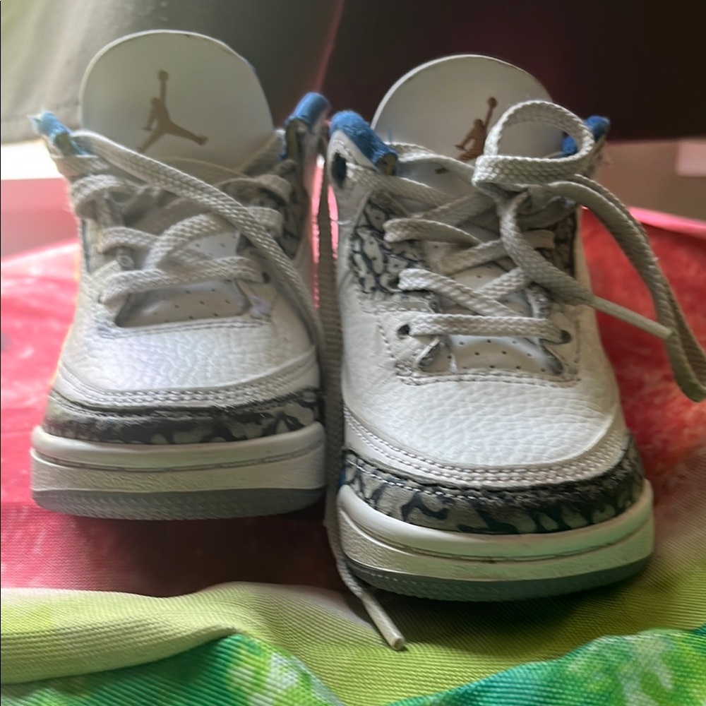 Kids White and Blue Sneakers